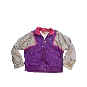 Vintage 90s Ellesse Windbreaker Jacket Purple Pink Colorblock Nylon Retro Size 1